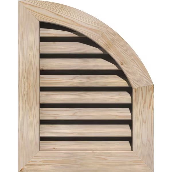 Quarter Round Top Right Functional, Pine Gable Vent w/ 1